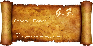 Gencsi Fanni névjegykártya